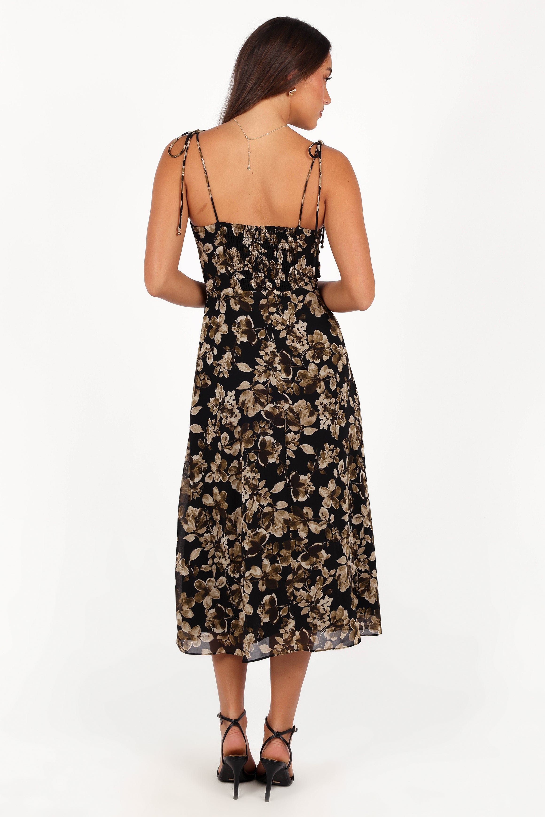 Petal and Pup USA DRESSES Arycia Midi Dress - Black Floral