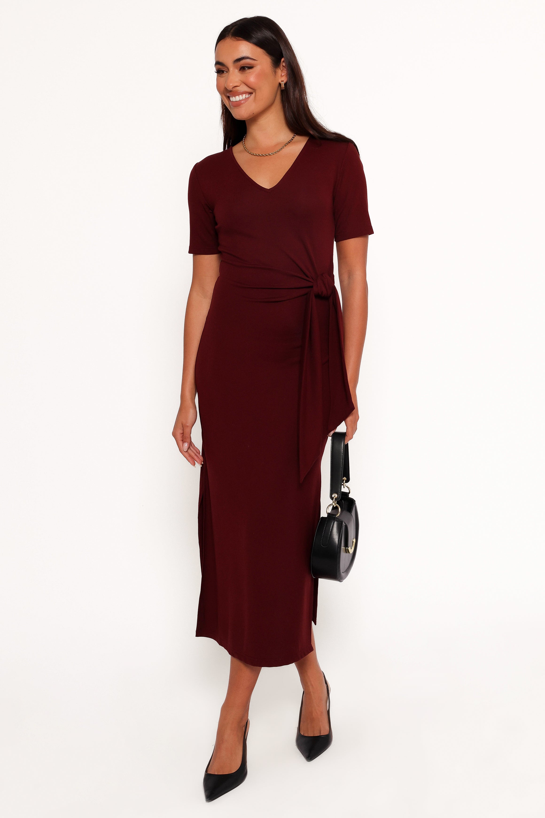 Petal and Pup USA DRESSES Asha Midi Dress - Wine