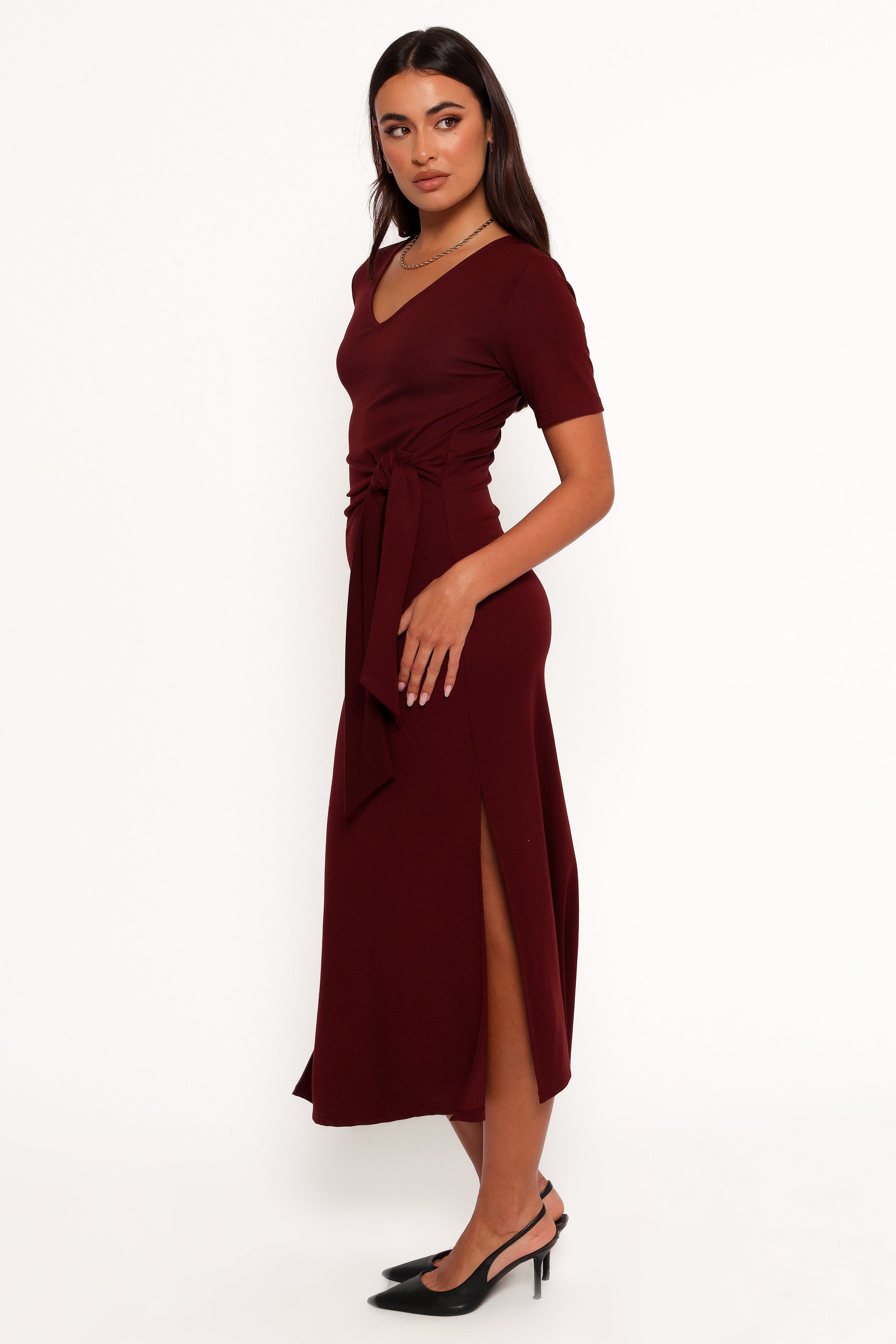 Petal and Pup USA DRESSES Asha Midi Dress - Wine