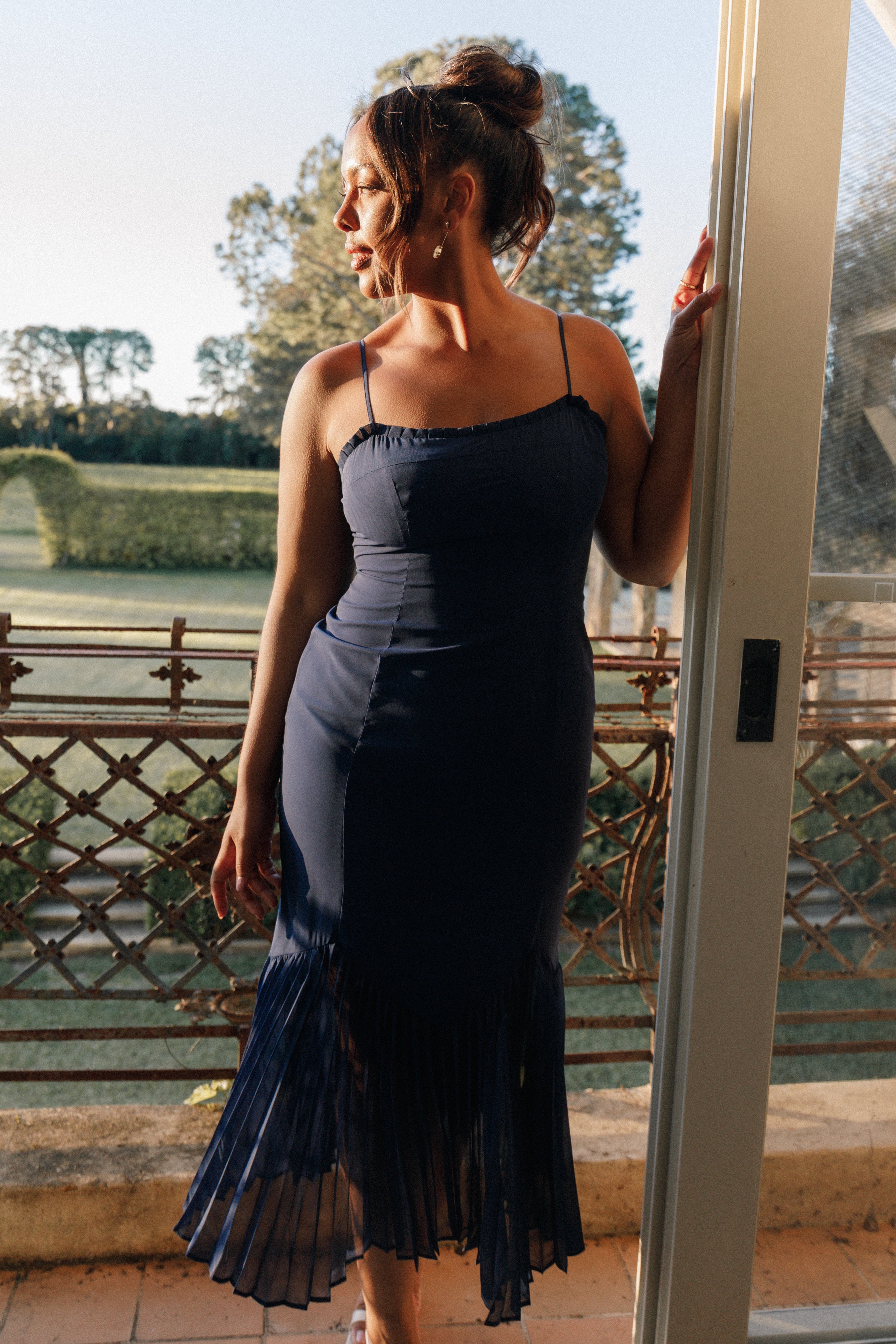 Petal and Pup USA DRESSES Ashton Midi Dress - Navy