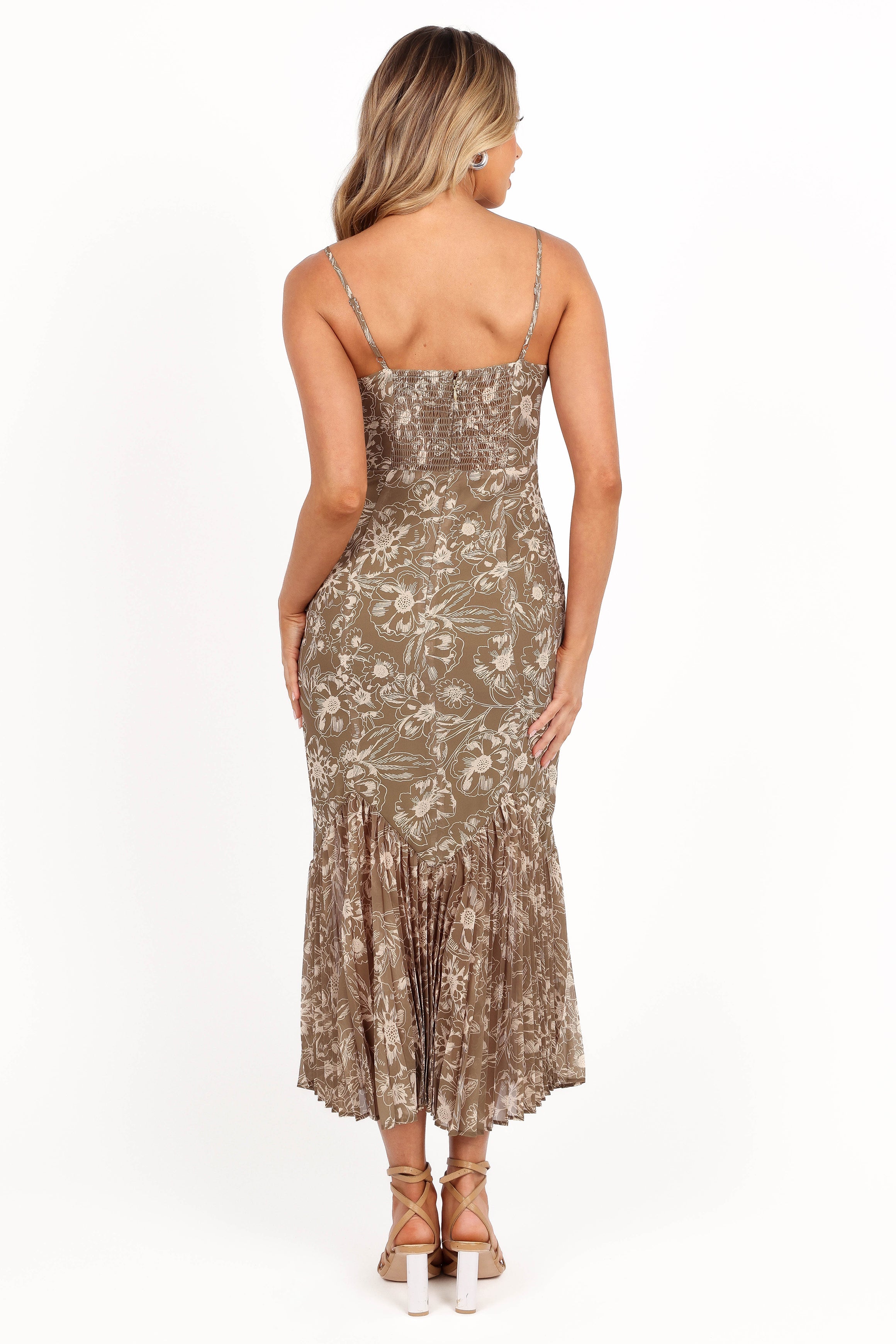 Petal and Pup USA DRESSES Ashton Midi Dress - Olive Floral