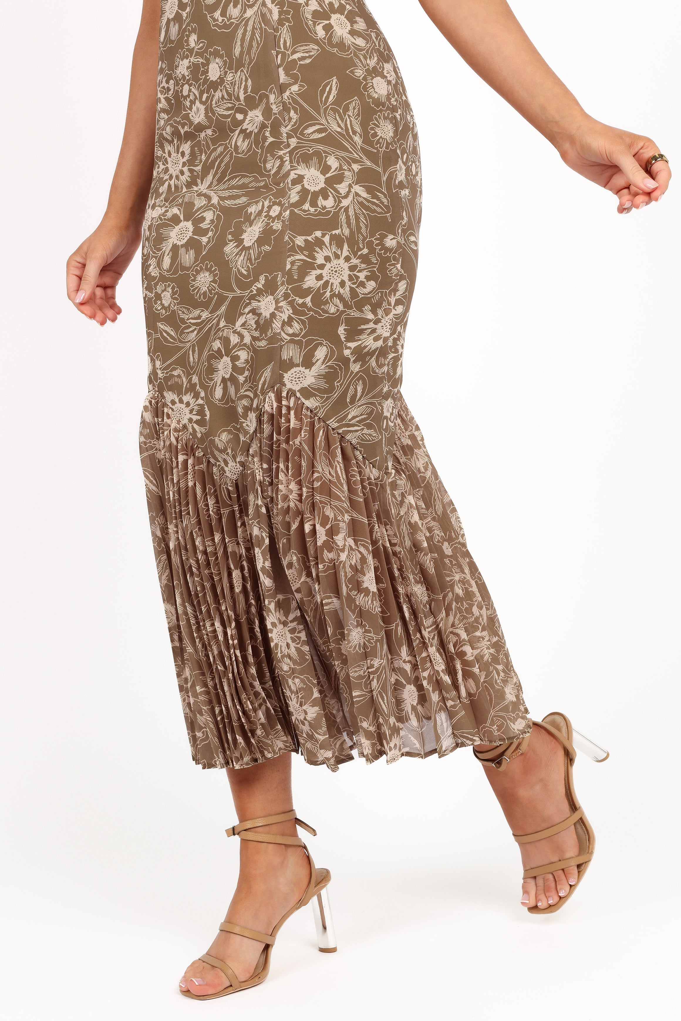 Petal and Pup USA DRESSES Ashton Midi Dress - Olive Floral