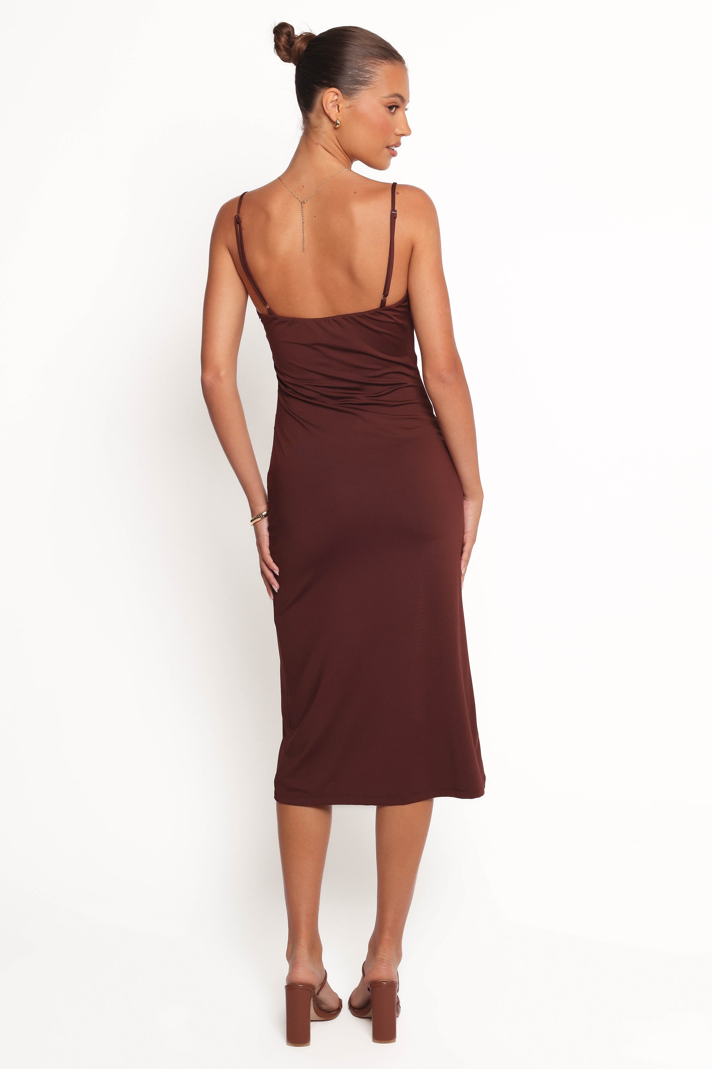 Petal and Pup USA DRESSES Ashy Midi Dress - Brown