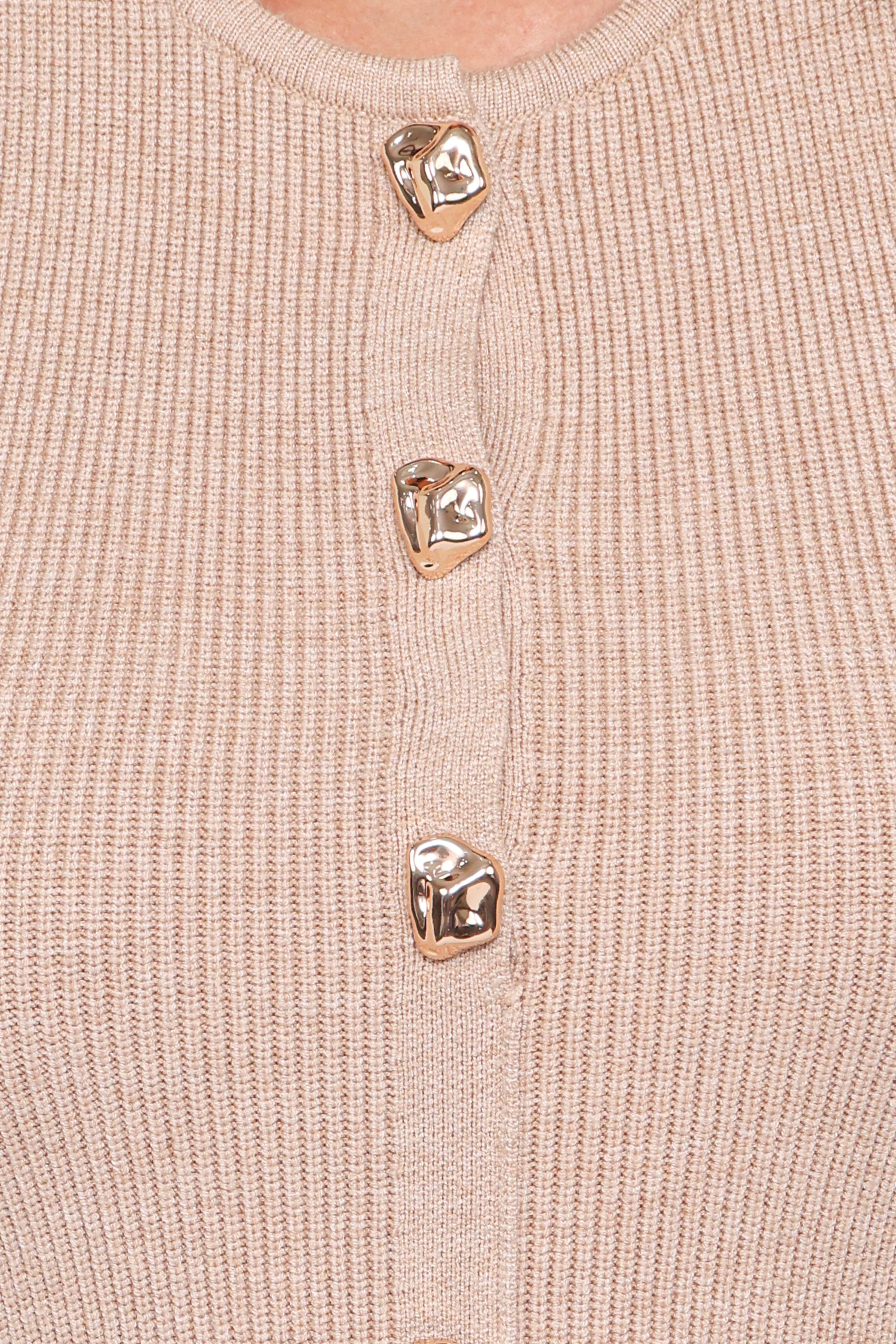 Petal and Pup USA DRESSES Aspen Button Up Knit Dress - Oatmeal