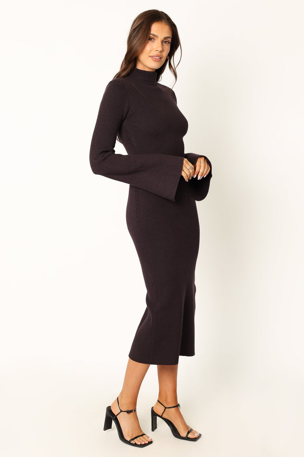 Petal and Pup USA DRESSES Astor Long Sleeve Midi Dress - Plum