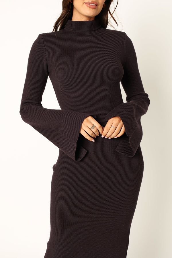 Petal and Pup USA DRESSES Astor Long Sleeve Midi Dress - Plum