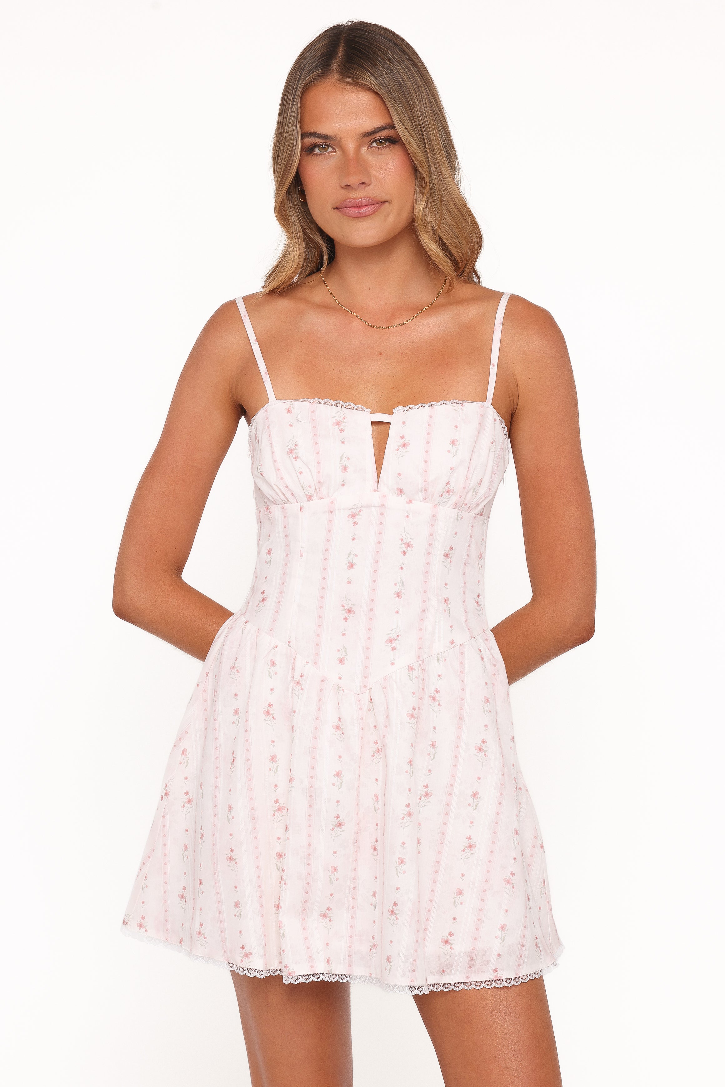 Petal and Pup USA DRESSES Athena Mini Dress - White Floral