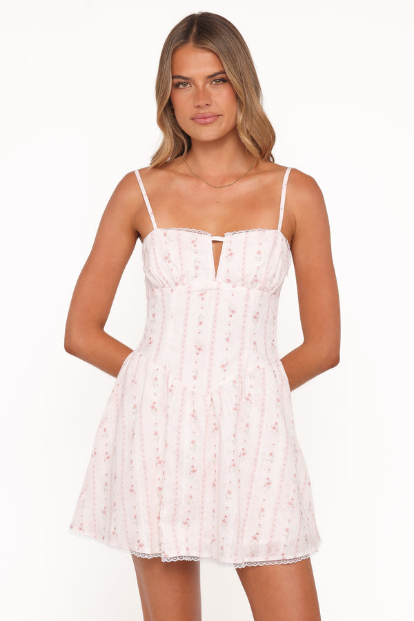 Petal and Pup USA DRESSES Athena Mini Dress - White Floral