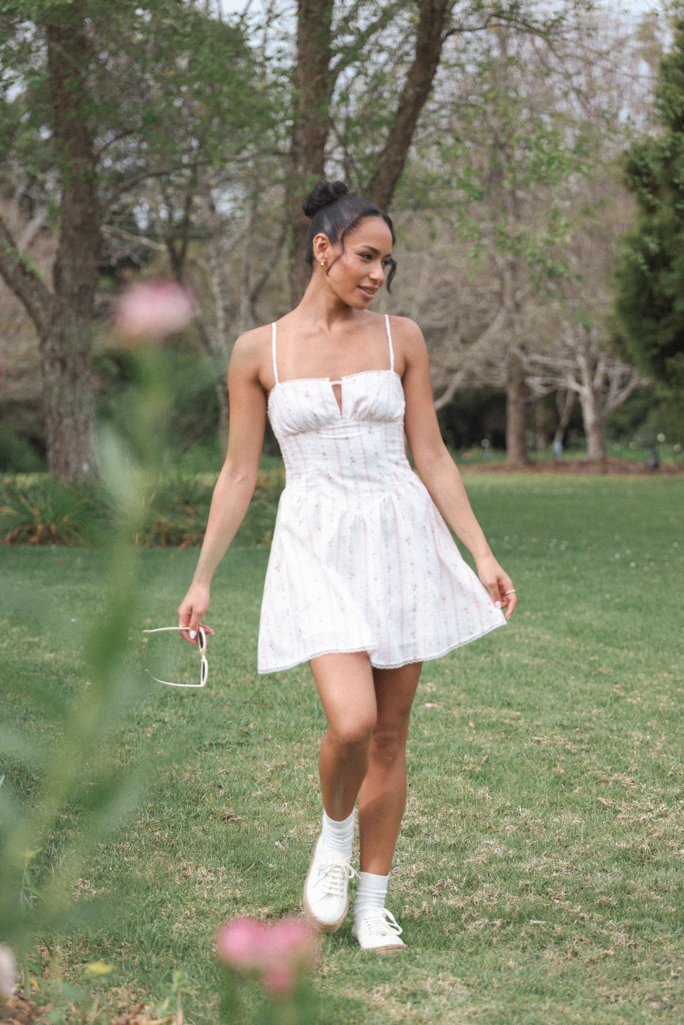 Petal and Pup USA DRESSES Athena Mini Dress - White Floral