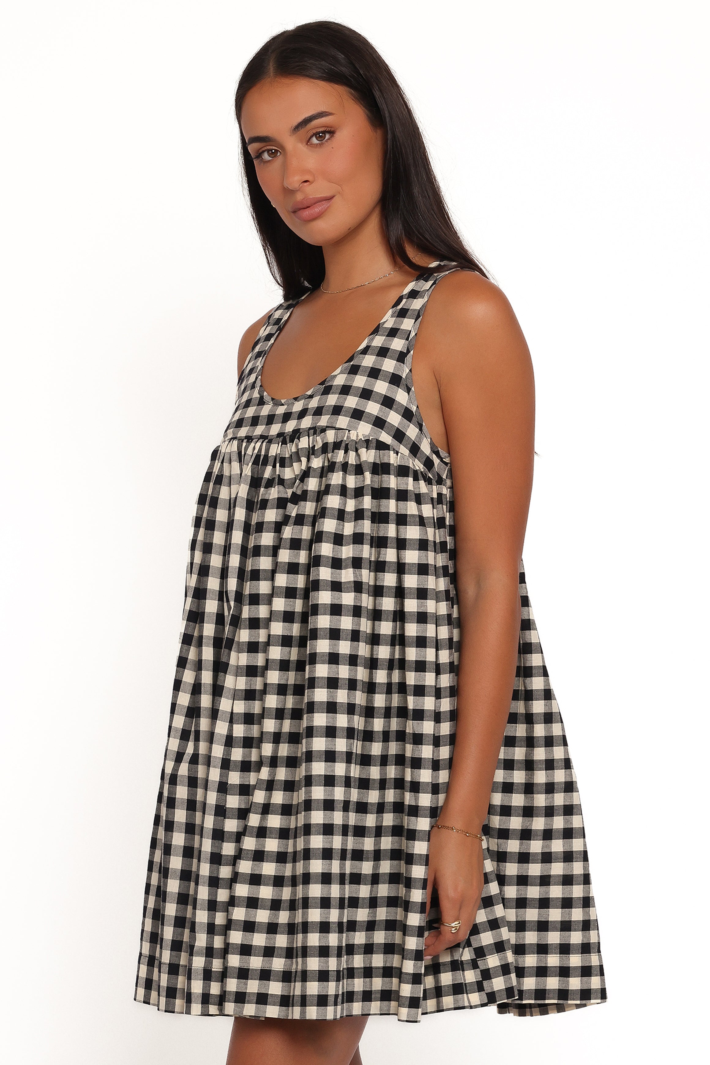 Petal and Pup USA DRESSES Atria Mini Dress - Black Cream Gingham