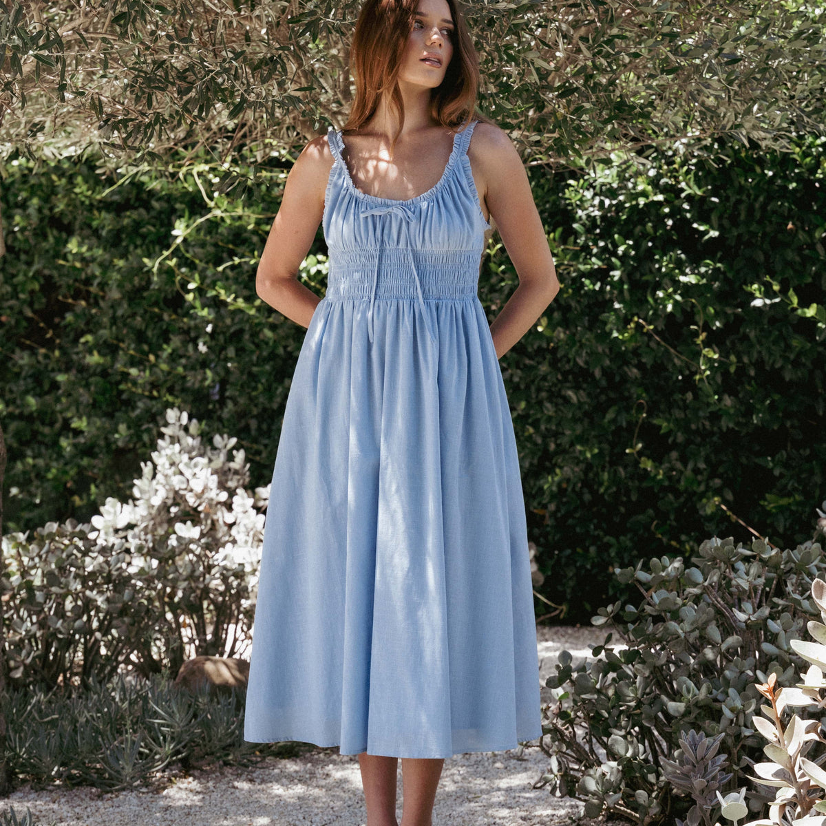 Auguste Midi Dress - Pale Blue
