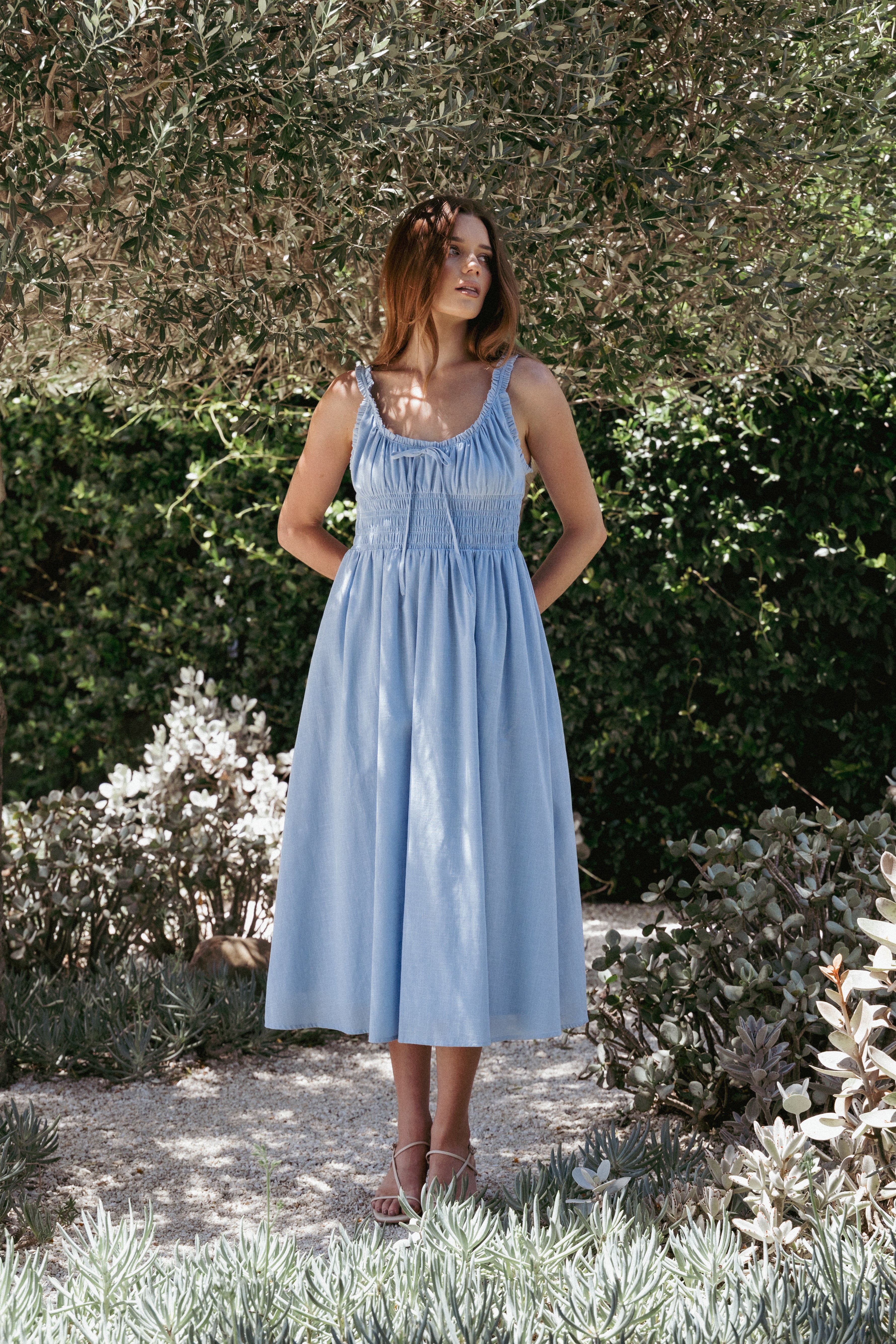 Petal and Pup USA DRESSES Auguste Midi Dress - Pale Blue (Hold for Amazon)
