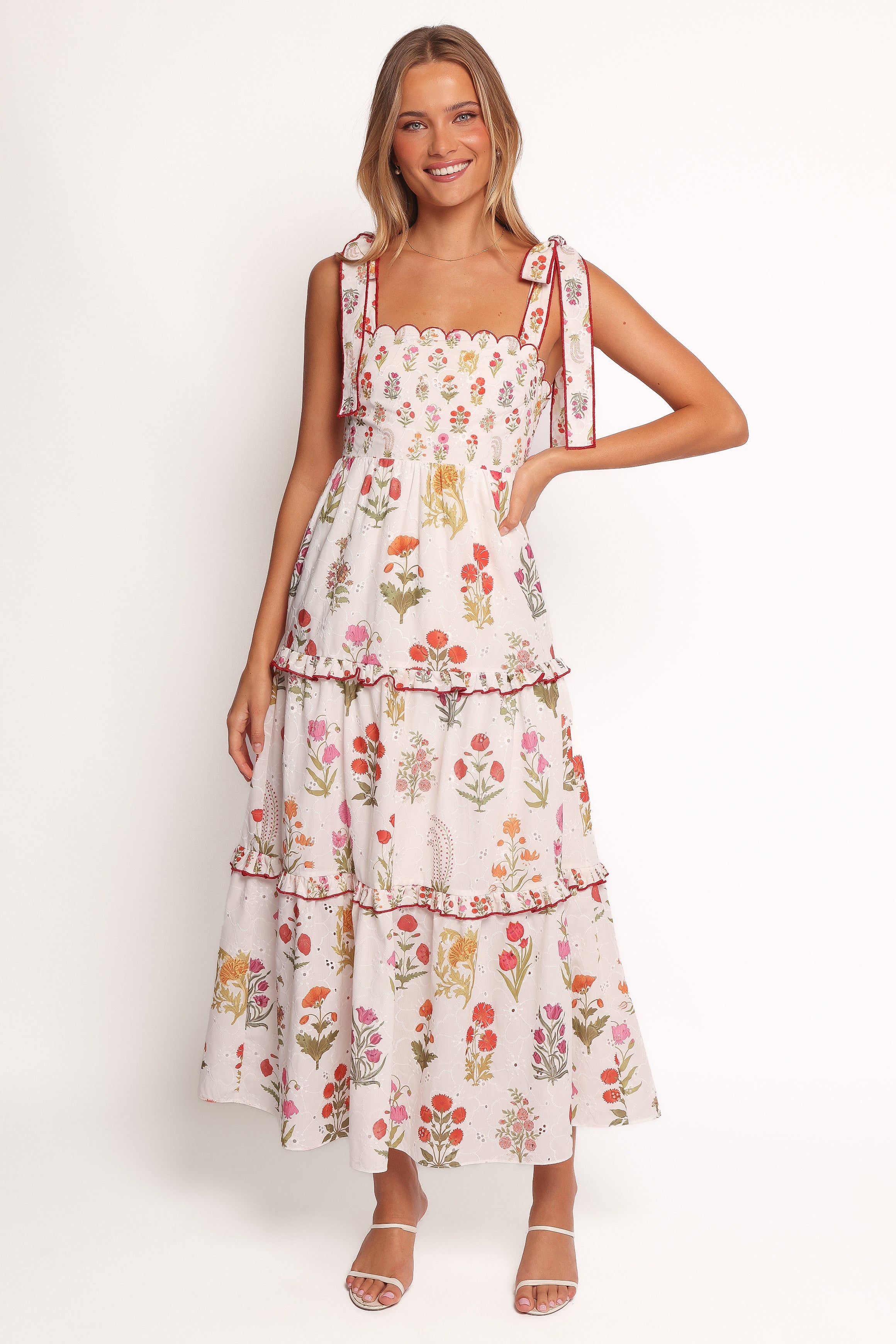 Petal and Pup USA DRESSES Aurelia Maxi Dress - White Floral