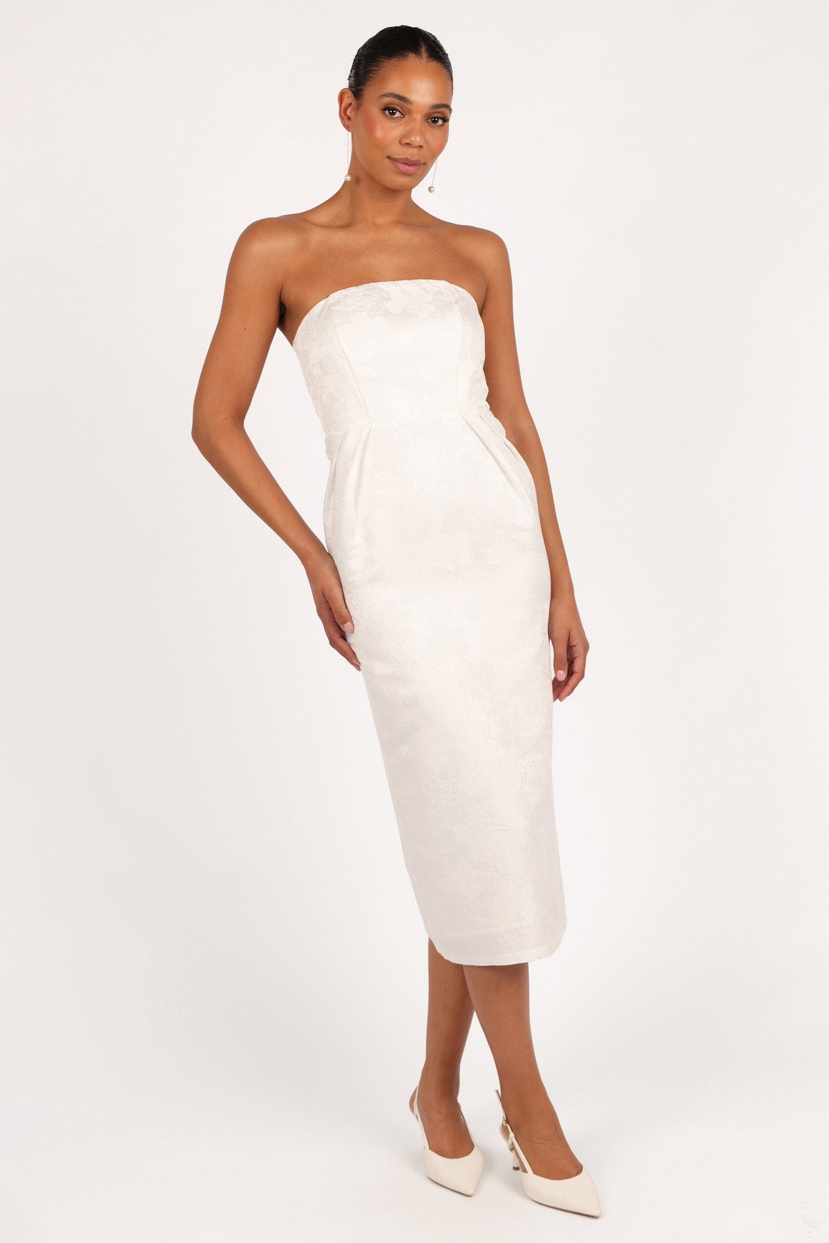 white strapless cocktail dress Petal and Pup Women's Avah Midi Size:see listing 5’10/178cm Just So You Emerald 237095-001