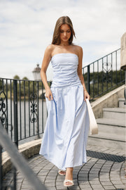 Petal and Pup USA DRESSES Avalee Strapless Maxi Dress - Blue Stripe