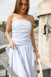 Petal and Pup USA DRESSES Avalee Strapless Maxi Dress - Blue Stripe