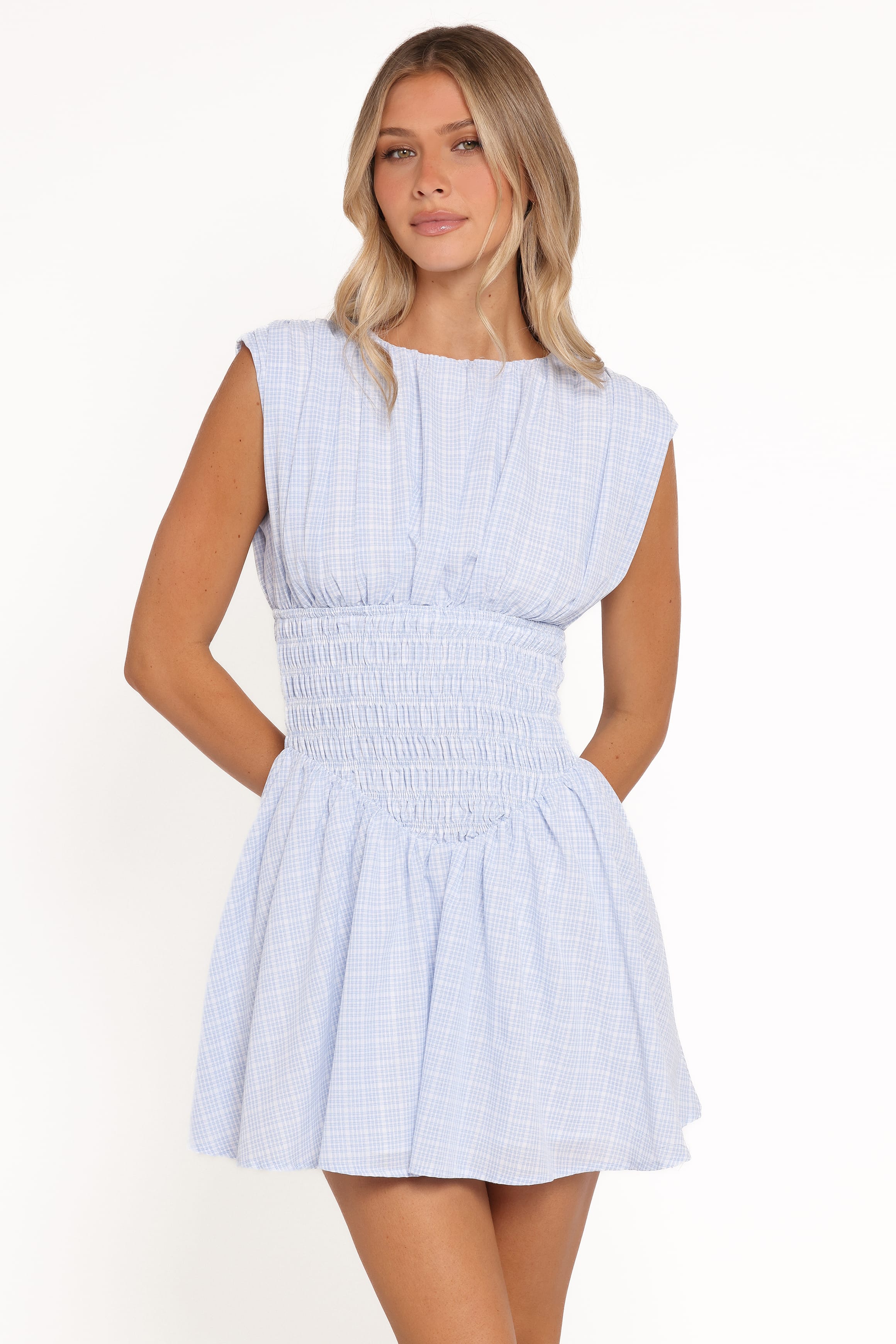 Petal and Pup USA DRESSES Ayla Mini Dress - Blue Gingham