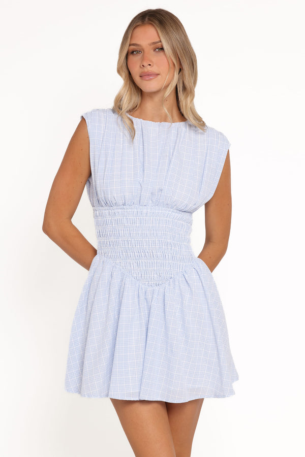 Petal and Pup USA DRESSES Ayla Mini Dress - Blue Gingham