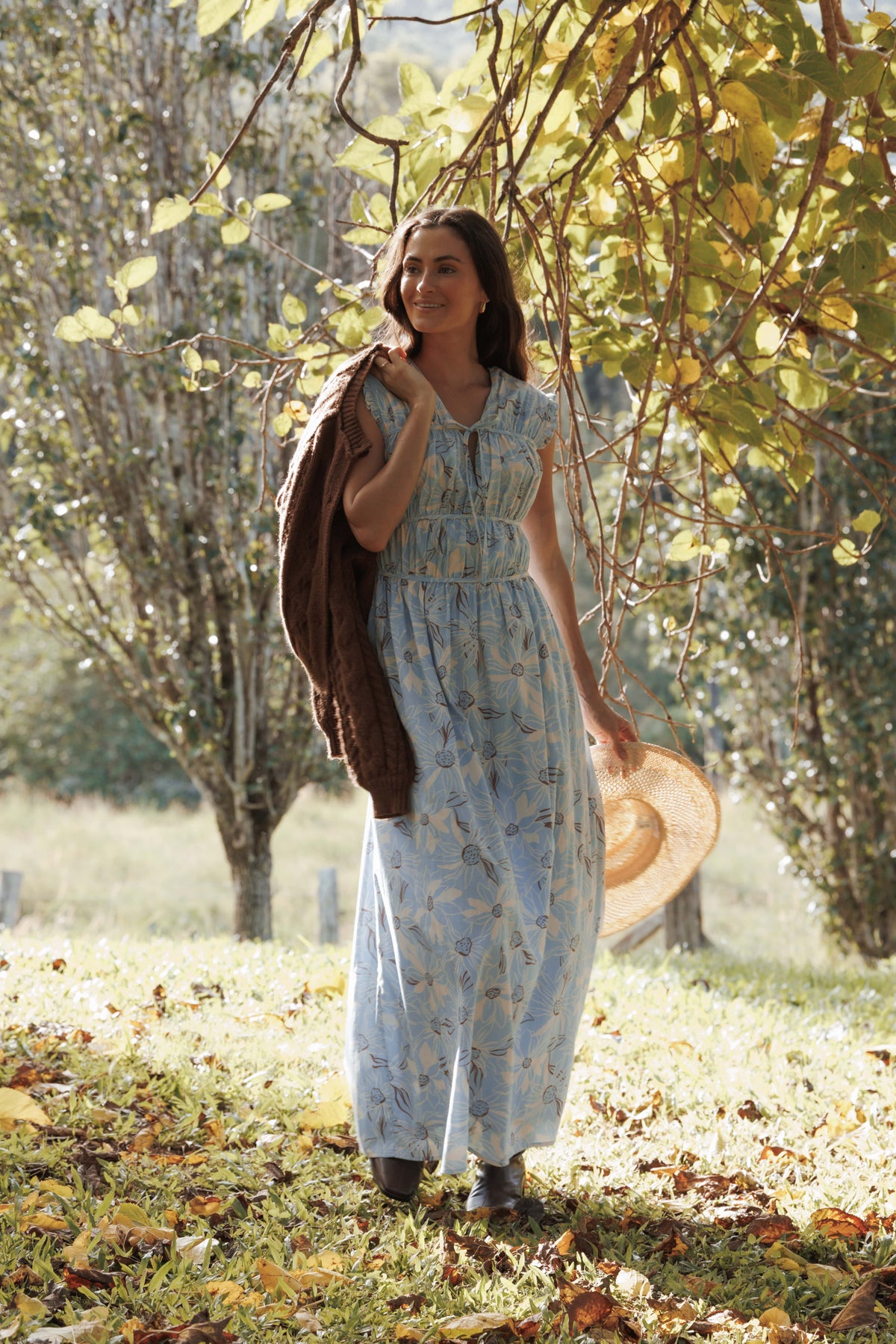 Petal and Pup USA DRESSES Bancroft Maxi Dress - Blue Flannel Floral
