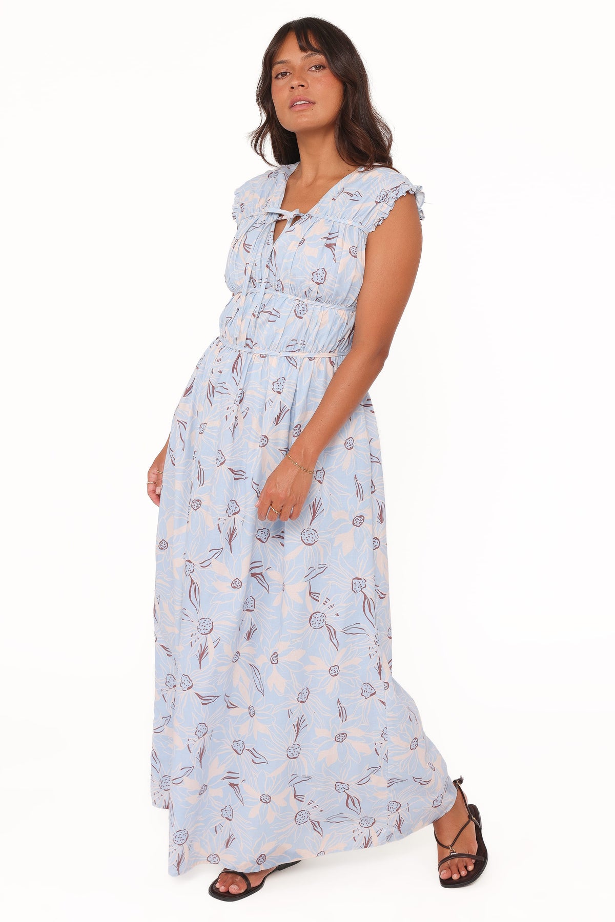 Petal and Pup USA DRESSES Bancroft Maxi Dress - Blue Flannel Floral