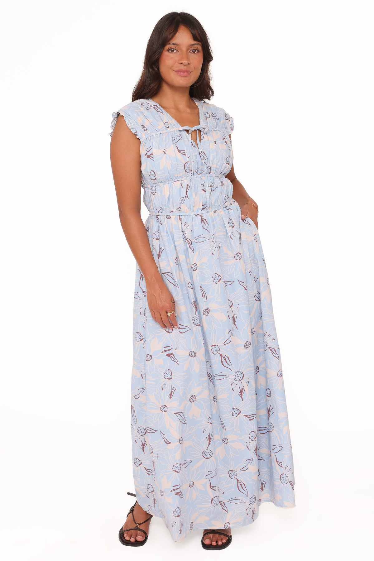 Petal and Pup USA DRESSES Bancroft Maxi Dress - Blue Flannel Floral