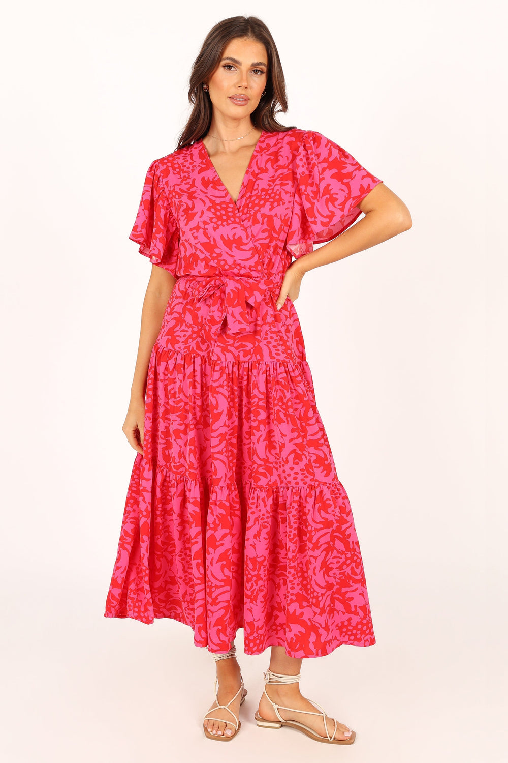 Petal and Pup USA DRESSES Barker Dress - Pink Red Floral