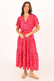Petal and Pup USA DRESSES Barker Dress - Pink Red Floral