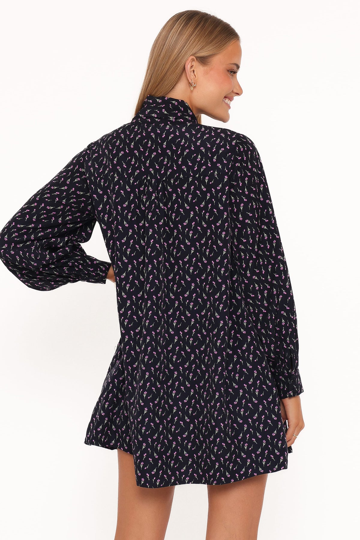 Petal and Pup USA DRESSES Baylie Long Sleeve Mini Dress - Navy Tulip Floral
