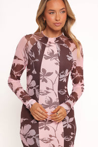 Petal and Pup USA DRESSES Bellatrix Spliced Maxi Dress - Pink Brown Floral