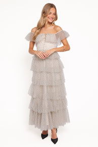 Petal and Pup USA DRESSES Belle Maxi Dress - Cream Polka Dot