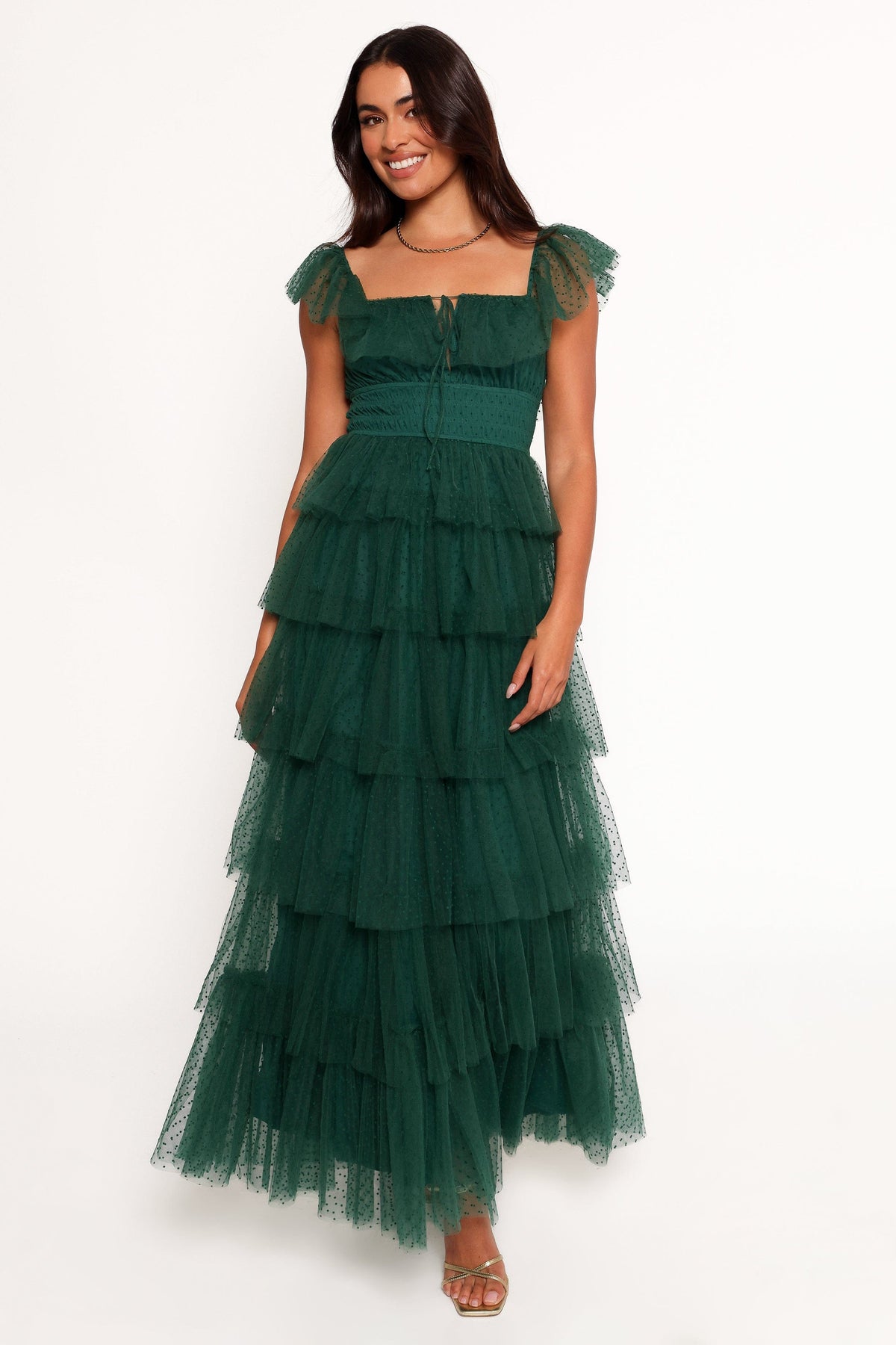 slim fit dress slacks Long Hunter Green Satin Puffy Sleeves Dress – alinanova