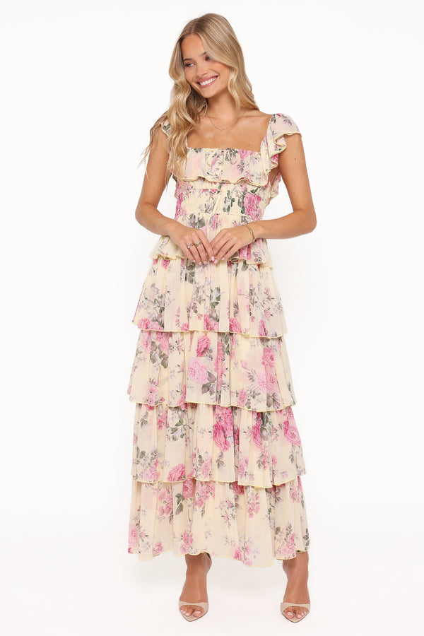 Petal and Pup USA DRESSES Belle Maxi Dress - Yellow Floral