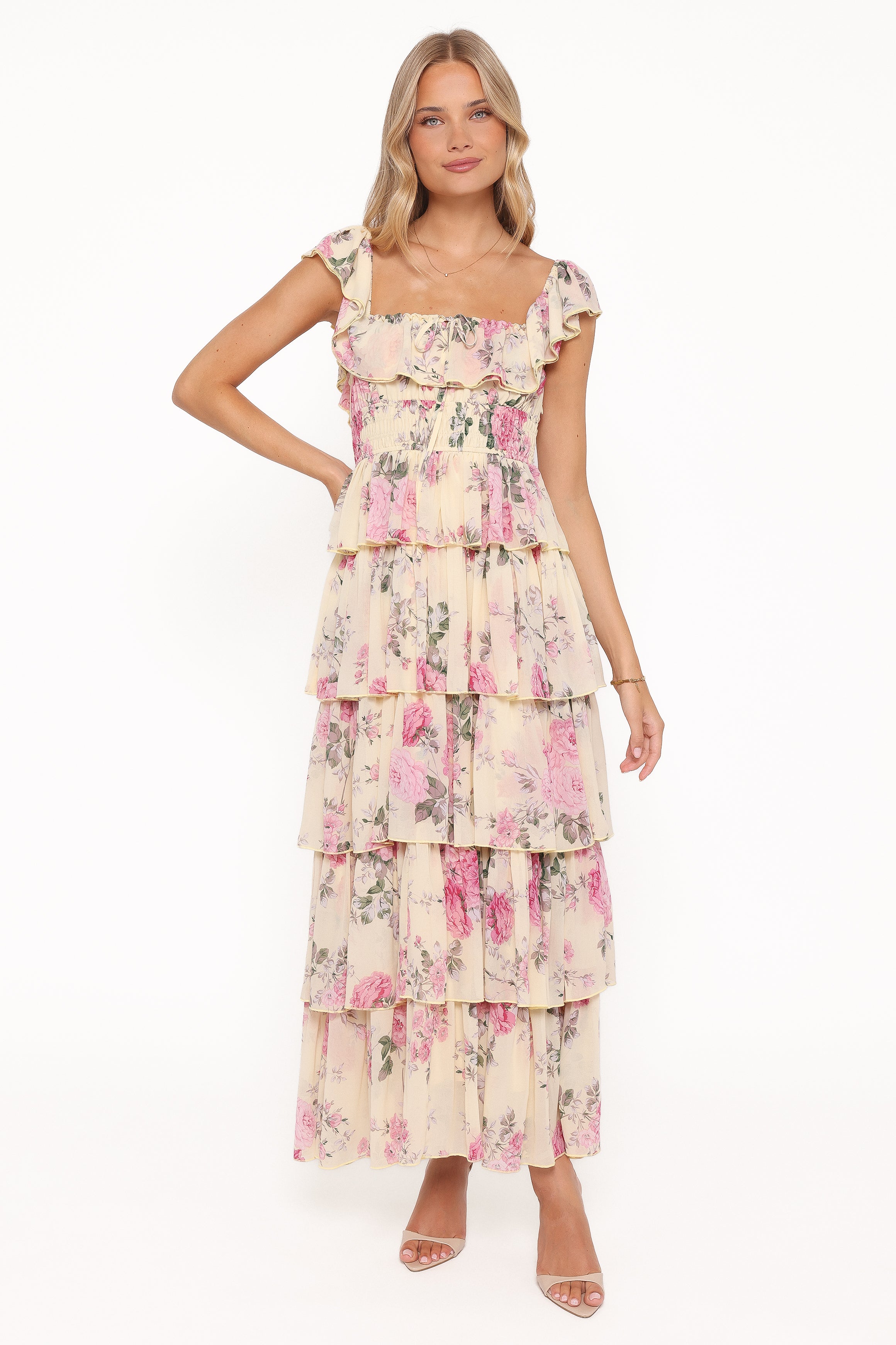 Petal and Pup USA DRESSES Belle Maxi Dress - Yellow Floral