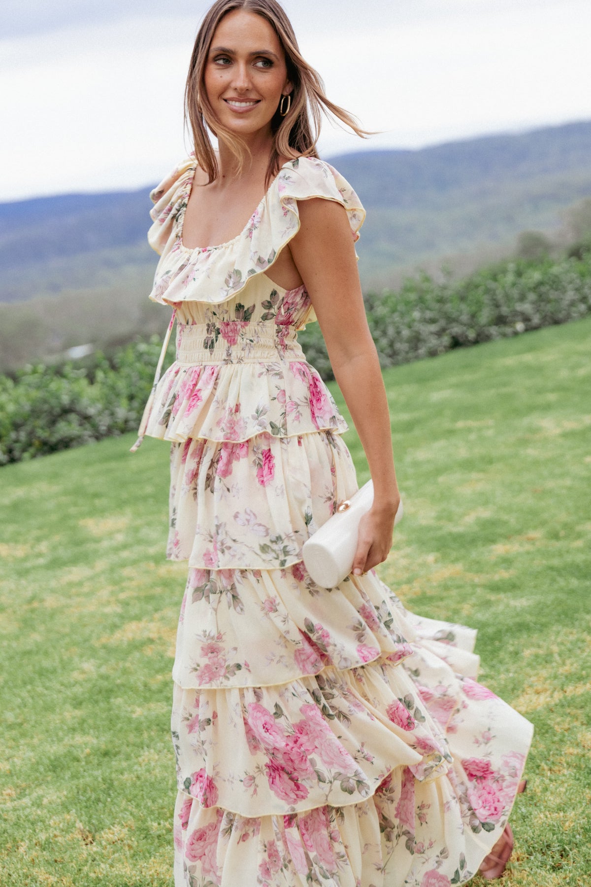 yellow floral maxi dress Boho Black & Yellow Floral Maxi Dress main image 0