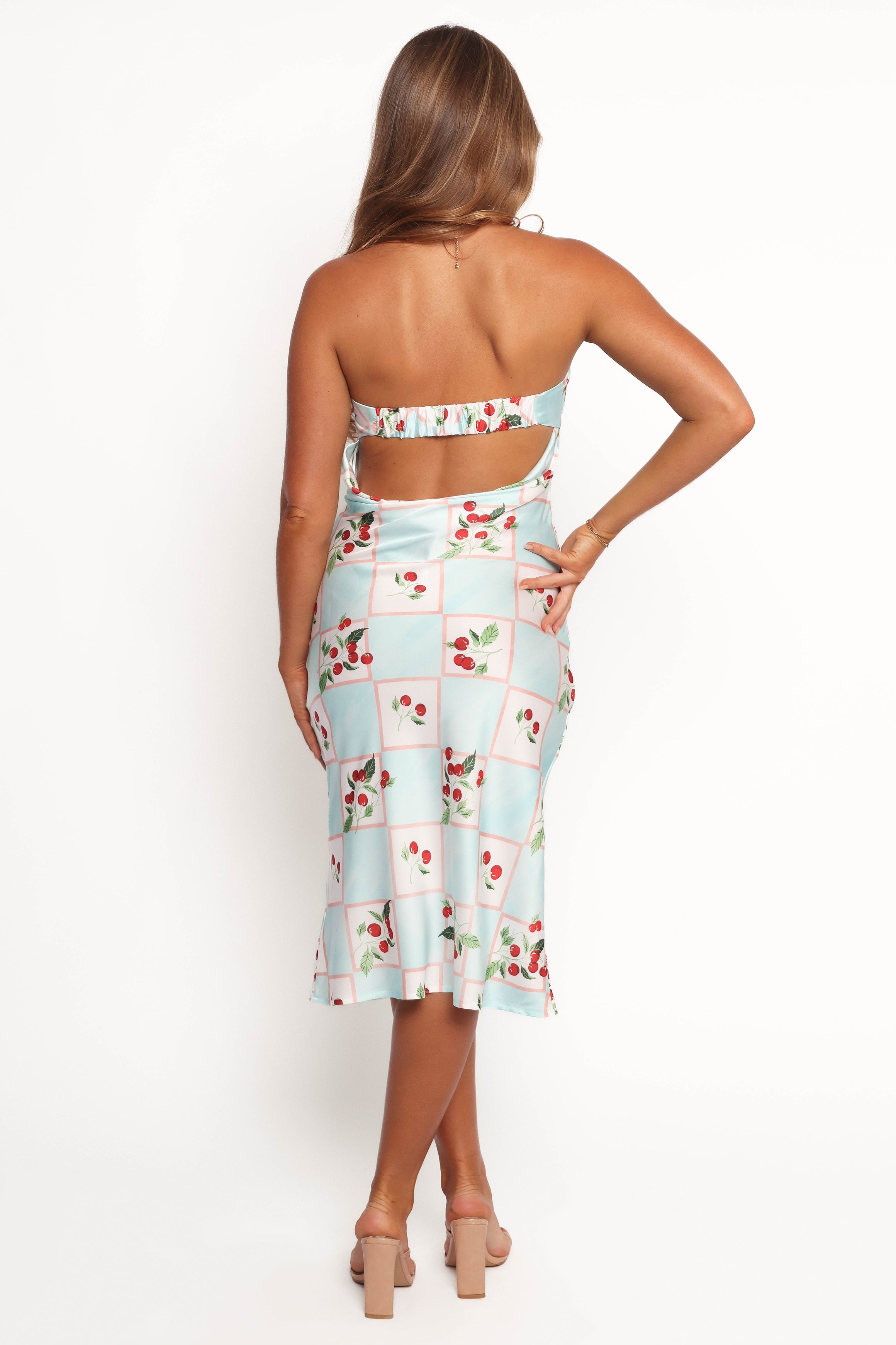 Benton Strapless Midi Dress - Cherry Print Benton Strapless Midi Dress - Cherry Print