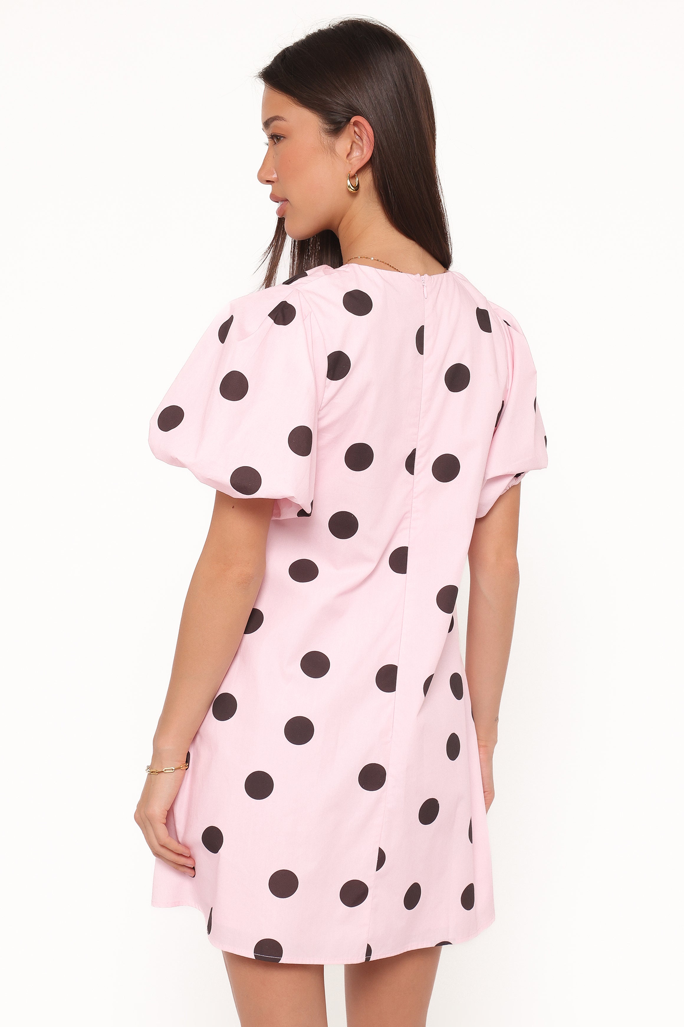 Petal and Pup USA DRESSES Bertine Mini Dress - Pink Polka Dot