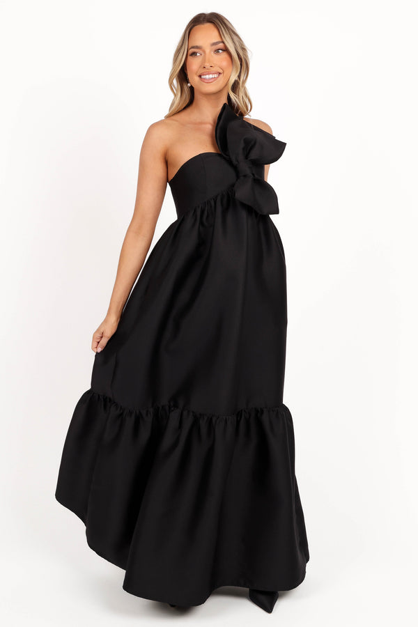 Petal and Pup USA DRESSES Betina Bow Front Maxi Dress - Black