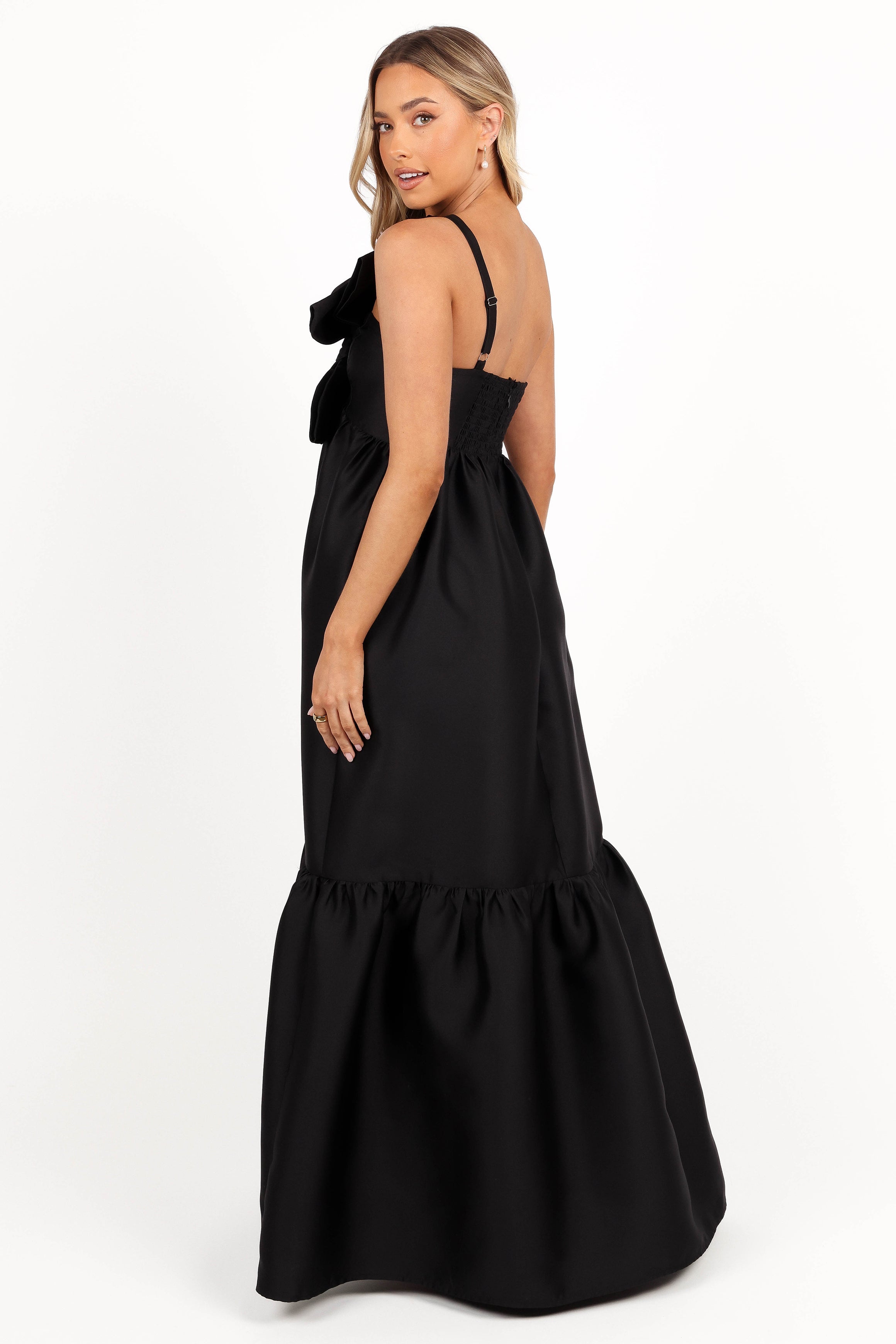 Petal and Pup USA DRESSES Betina Bow Front Maxi Dress - Black