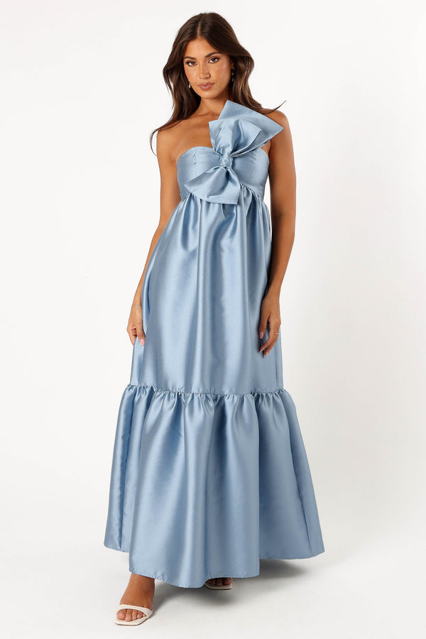 Petal and Pup USA DRESSES Betina Bow Front Maxi Dress - Blue