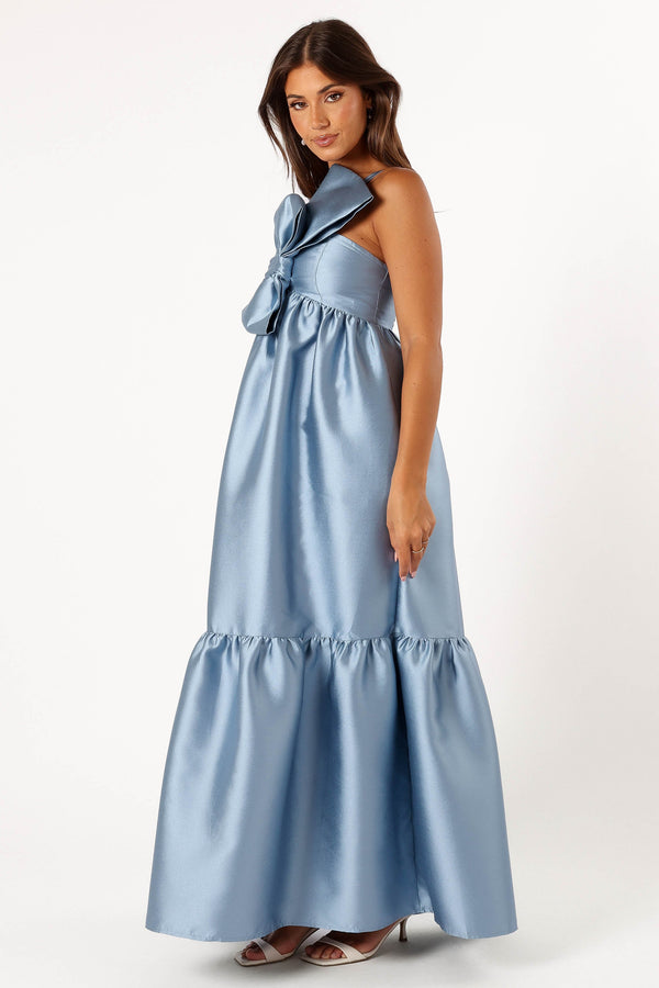 Petal and Pup USA DRESSES Betina Bow Front Maxi Dress - Blue