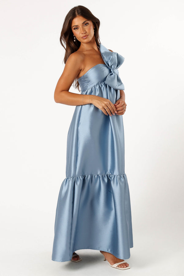 Petal and Pup USA DRESSES Betina Bow Front Maxi Dress - Blue