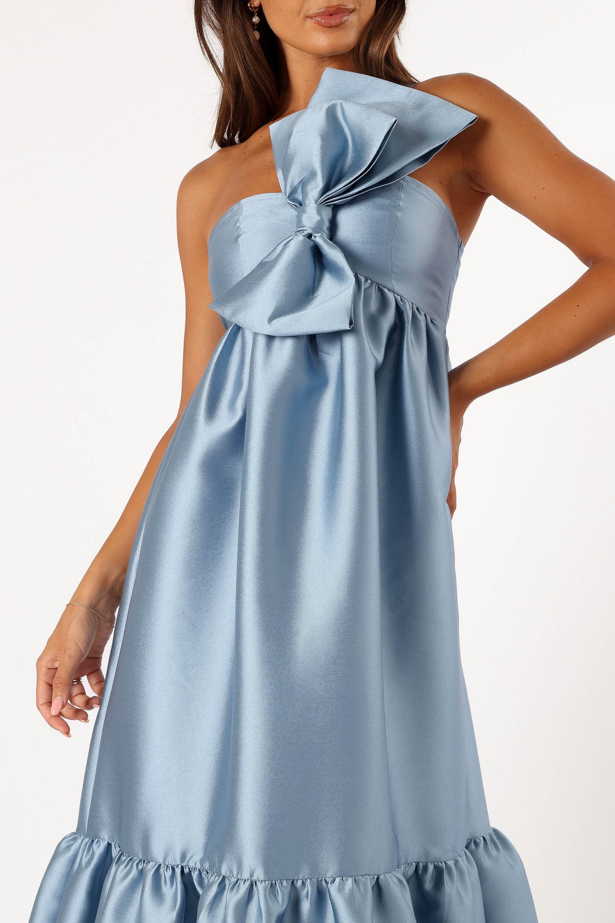 betina bow front maxi dress blue Betina Bow Front Maxi Dress Blue