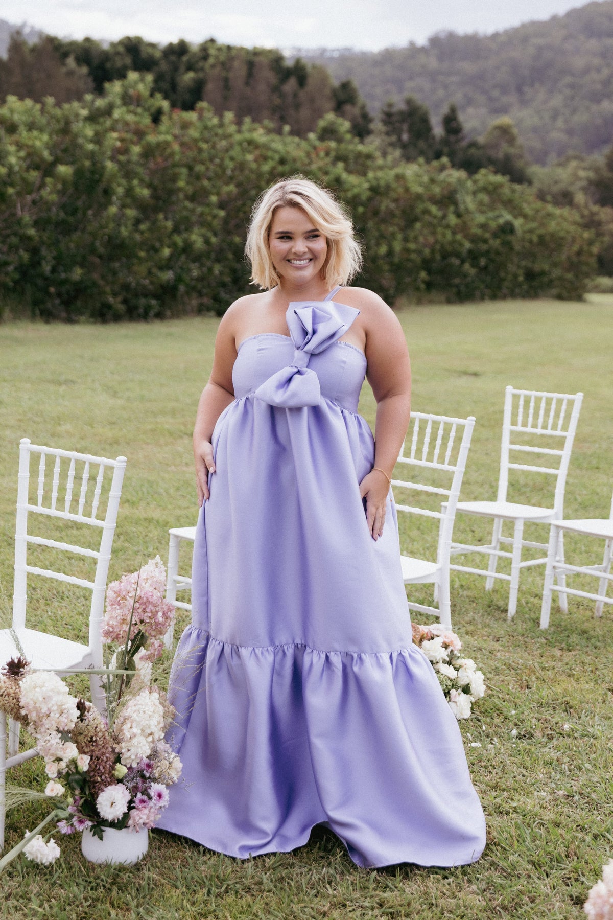 petal and pup bridesmaid dresses Women's Floret Midi Dress Adjustable tie straps and an invisible zip with a hook Black Bridesmaid Dresses | Petal