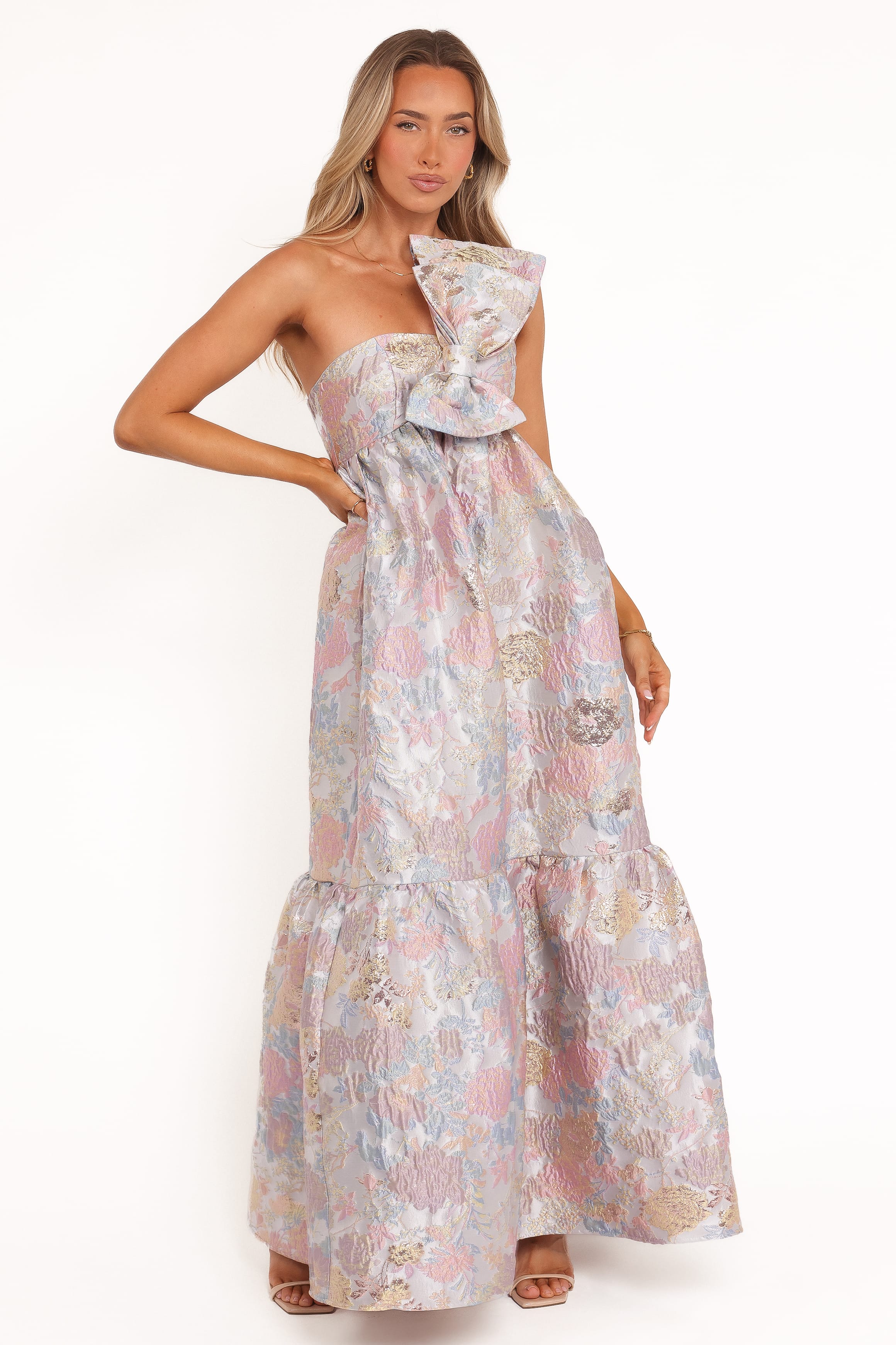 betina bow front maxi dress blue Betina Bow Front Maxi Dress