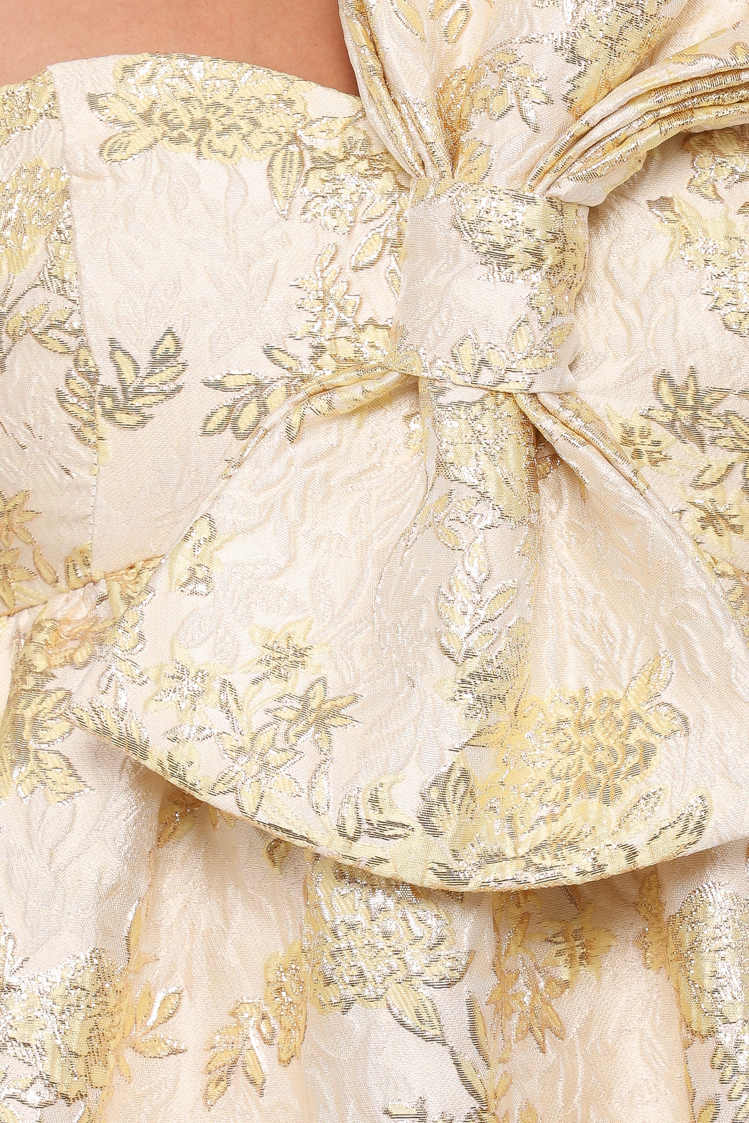Betina Bow Front Maxi Dress - Yellow Brocade | Petal & Pup USA Betina Bow Front Maxi Dress - Yellow Brocade | Petal & Pup USA