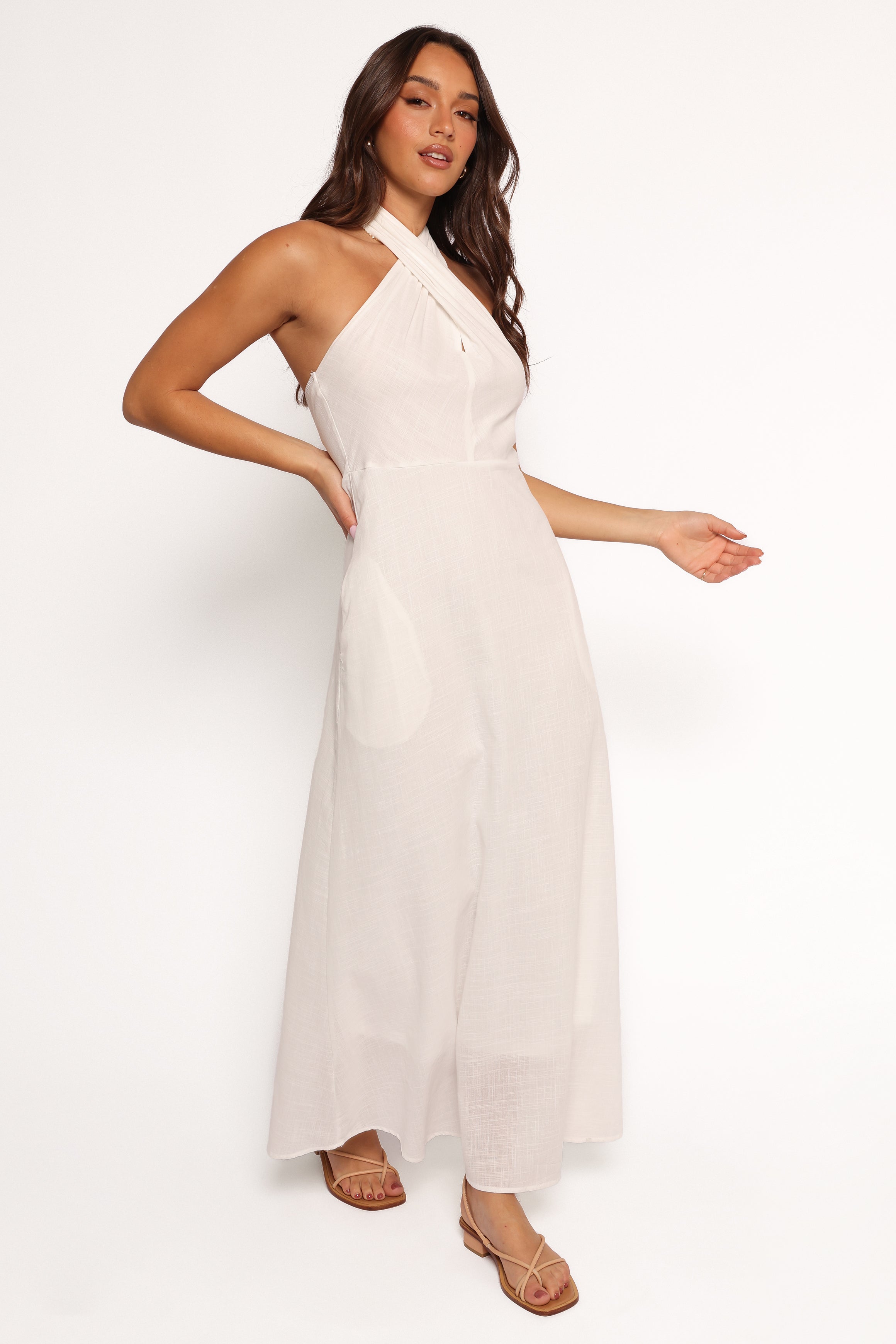 Petal and Pup USA DRESSES Betsy Halterneck Maxi Dress - White