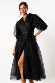 Bettie Belted Midi Dress - Black - Petal & Pup USA