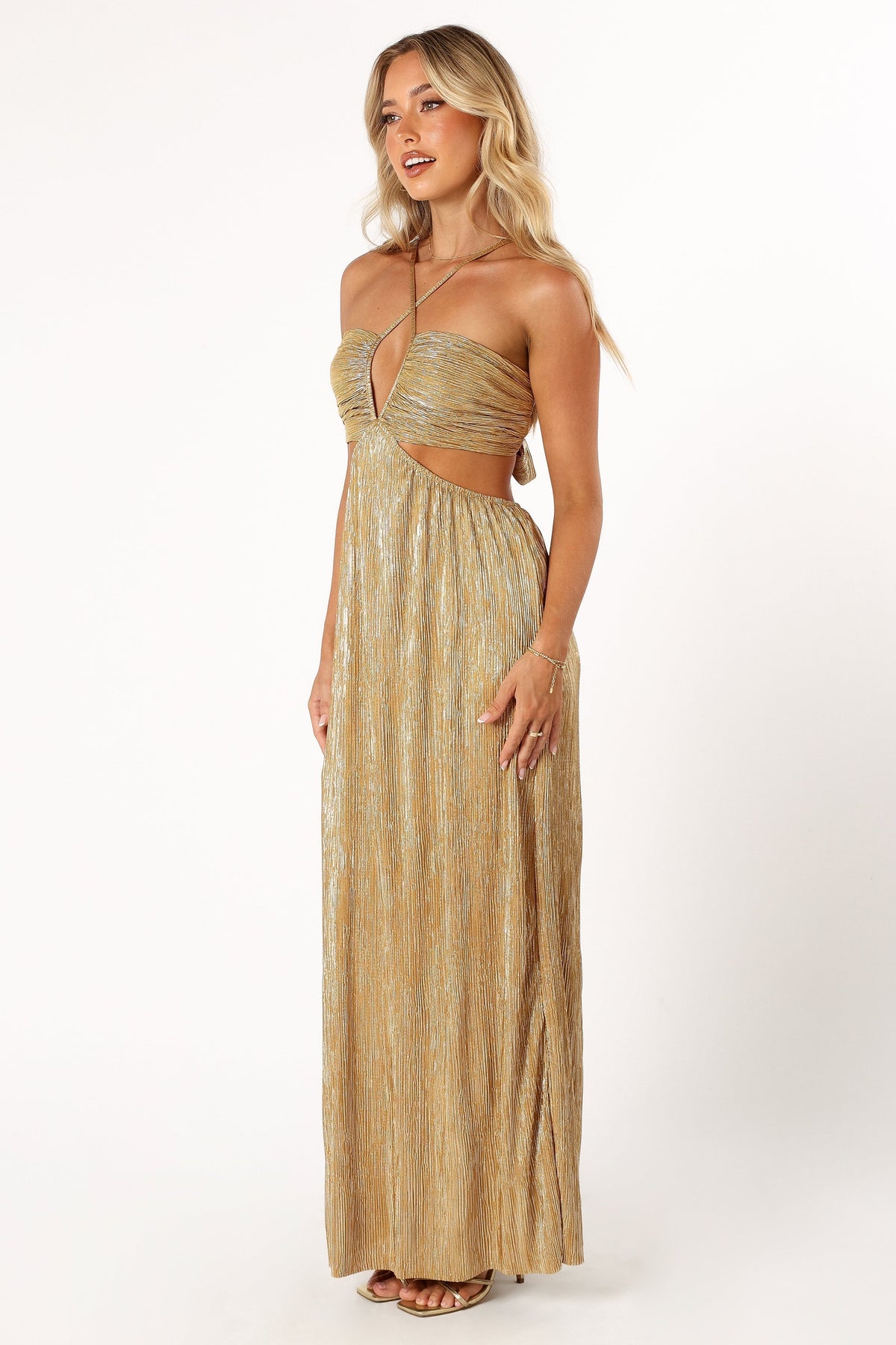 light gold visions of you midi dress Beyz Midi Dress - Gold