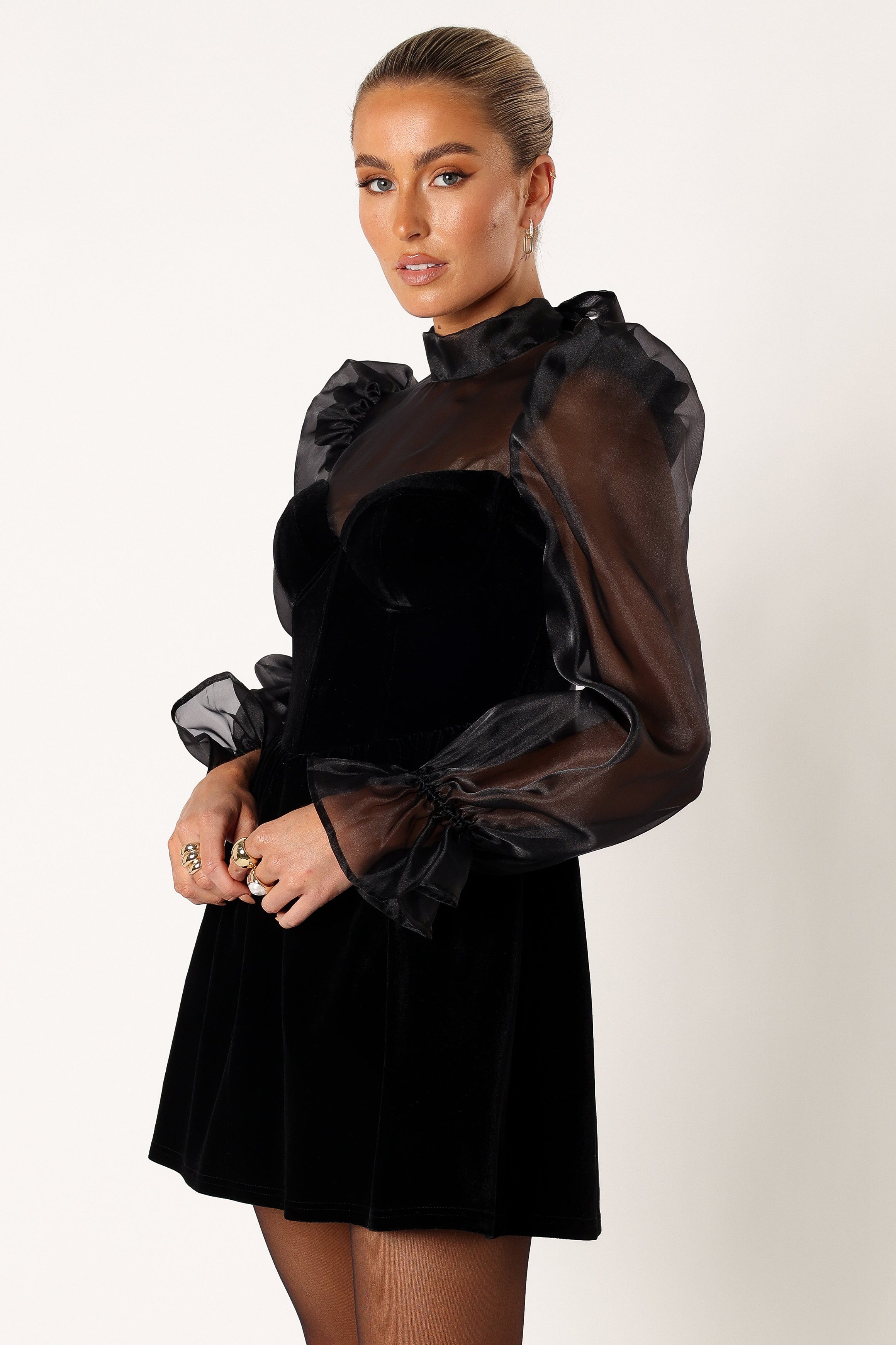 Petal and Pup USA DRESSES Blaire Longsleeve Mini Dress - Black
