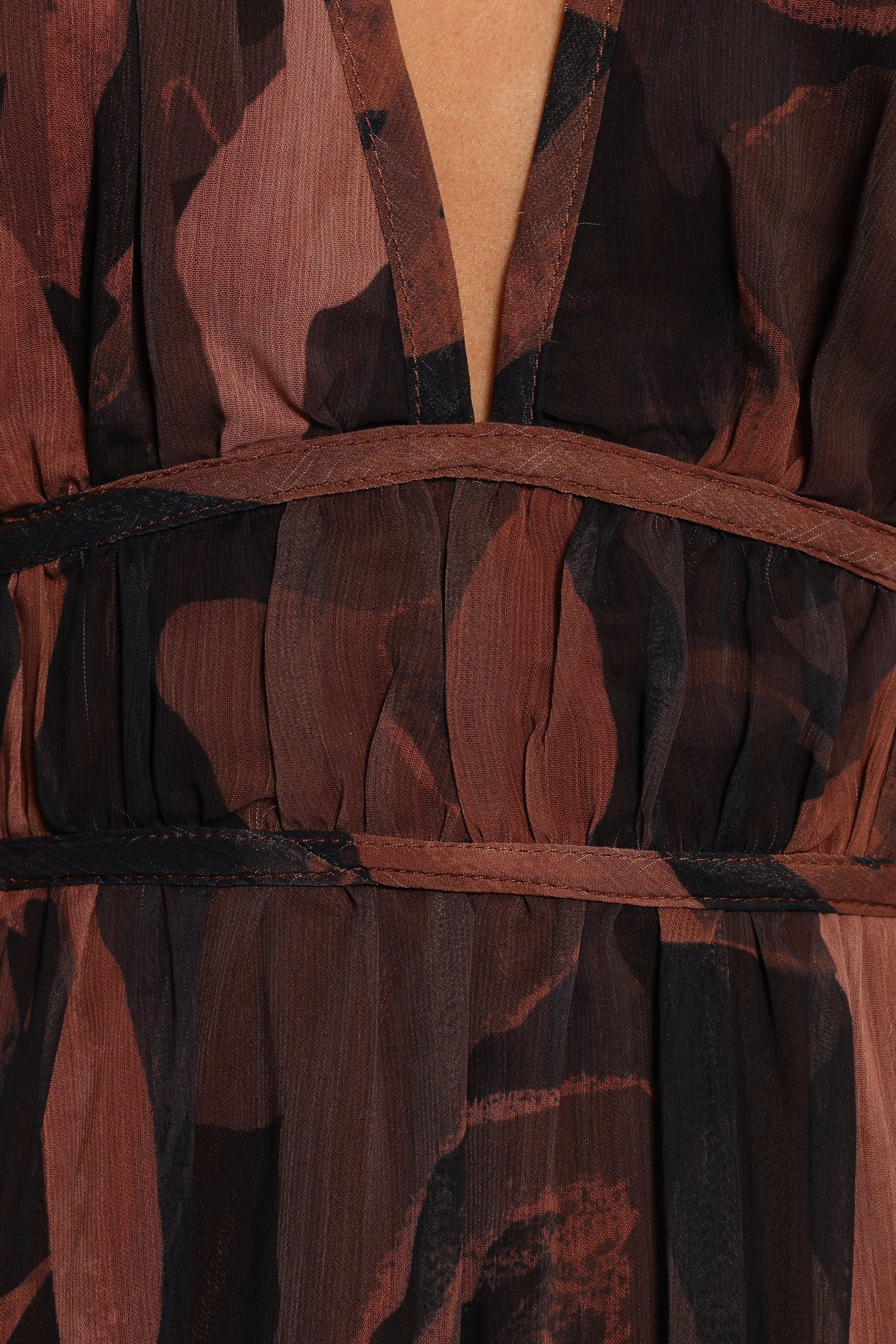 Petal and Pup USA DRESSES Blayze Long Sleeve Maxi Dress - Brown Print